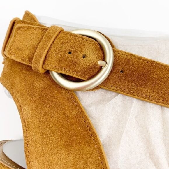 Marc Fisher Vega Sandal Leather Upper Suede Construction Block Heel Size 9.5 - Picture 10 of 15